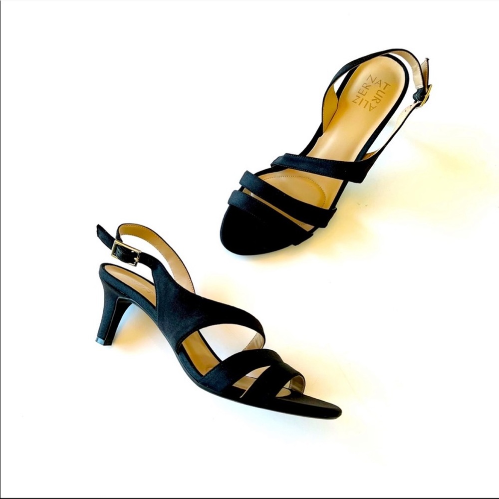 Naturalizer Taimi Black Satin Fabric Dressy Sandals Formal Wedding Party 8.5
